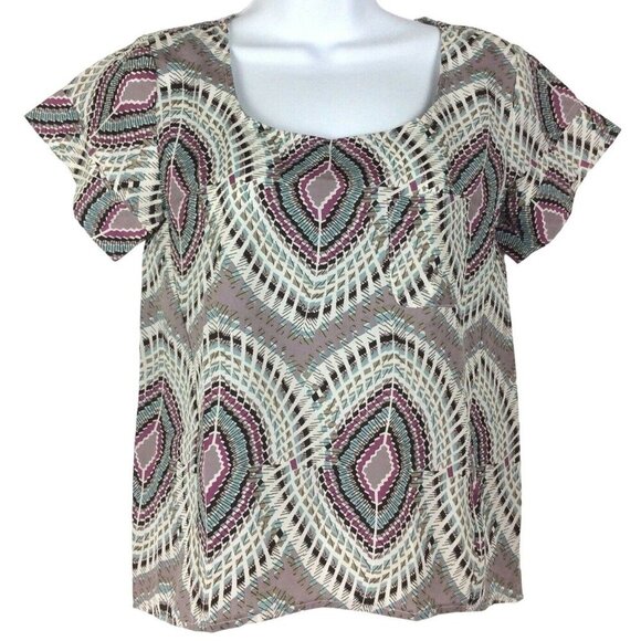 H.I.P. Tribal Print Blouse XS Polyester Made In USA - Picture 1 of 6